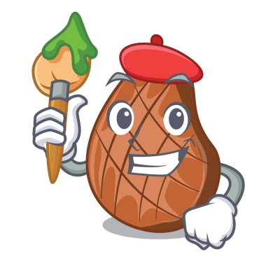 Sanatçı plaka karikatür vektör çizim sığır eti biftek ızgara