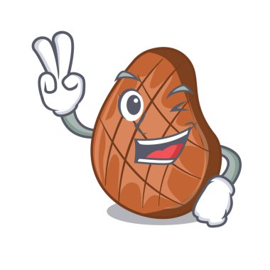 İki parmak karakter kesme tahtası üzerinde sığır eti biftek ızgara