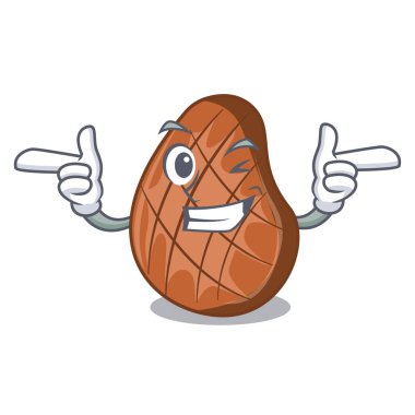 Wink karakter ızgara sığır eti biftek kesme tahtası üzerinde