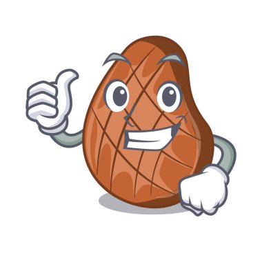 Başparmak yukarıya karakter kesme tahtası üzerinde sığır eti biftek ızgara