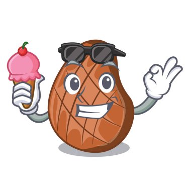 Dondurma karakter ızgara sığır eti biftek kesme tahtası üzerinde ile