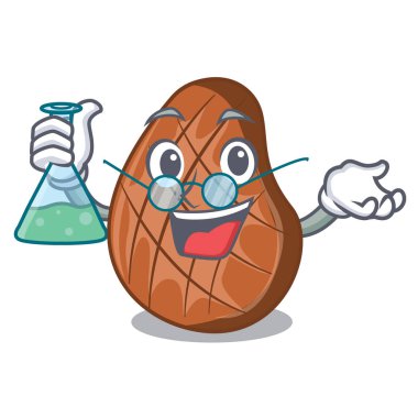 Profesör karakter kesme tahtası üzerinde sığır eti biftek ızgara