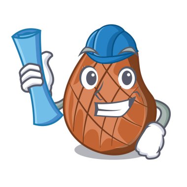 Karakter ızgara sığır eti biftek kesme tahtası üzerinde mimar