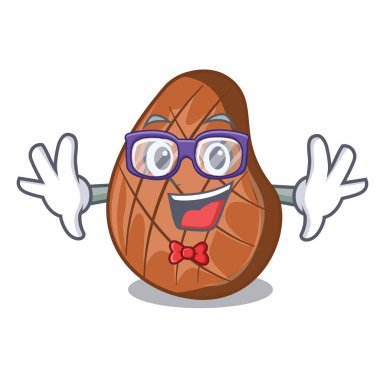 Geek karakter kesme tahtası üzerinde sığır eti biftek ızgara