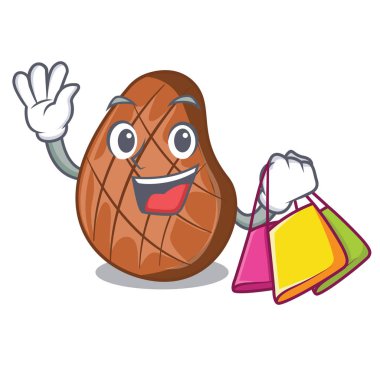 Karakter alışveriş kesme tahtası üzerinde sığır eti biftek ızgara