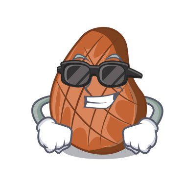 Süper cool karakter ızgara sığır eti biftek kesme tahtası üzerinde