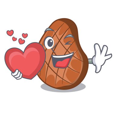 Kalp ile karikatür mutfak ızgara sığır eti biftek pişmiş