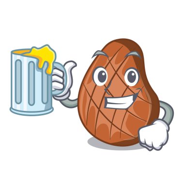 Suyu ile karikatür mutfak vektör çizim ızgara sığır eti biftek pişmiş