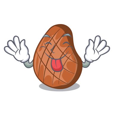 Maskot izole lezzetli sığır eti biftek dışarı dil