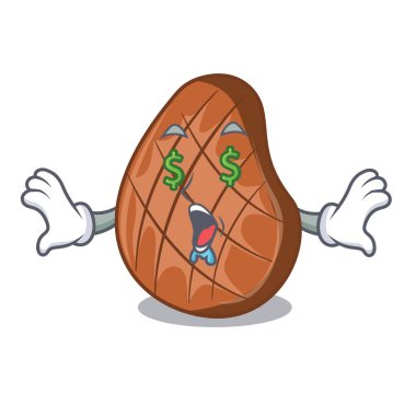 Maskot izole para göz lezzetli sığır eti biftek