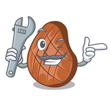 Maskot izole mekanik lezzetli sığır eti biftek