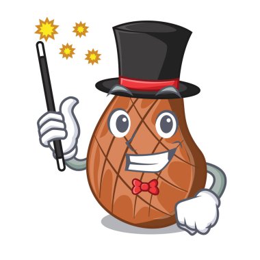 Maskot izole sihirbaz lezzetli sığır eti biftek