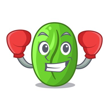 Boks karakter yeşil kahve çekirdekleri içinde çarşı illüstrasyon vektör