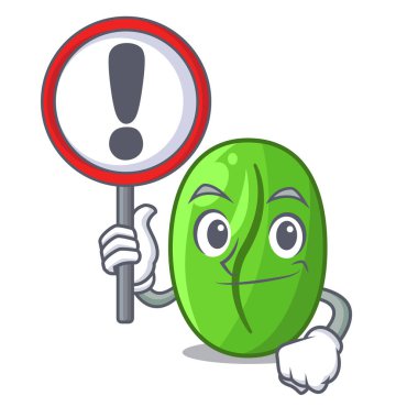 İşareti karakter yeşil kahve çekirdekleri ile Pazar vektör çizim