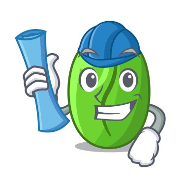 Yeşil kahve çekirdekleri karikatür kahve çanta vektör çizim içinde mimar