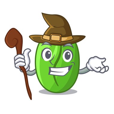 Cadı yeşil kahve çekirdekleri karikatür kase