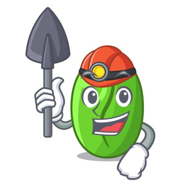 Madenci yeşil kahve çekirdekleri karikatür kase