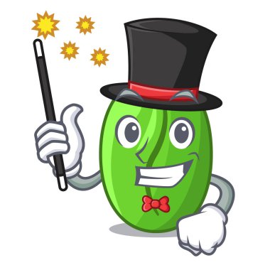 Sihirbaz yeşil kahve çekirdekleri maskotu izole