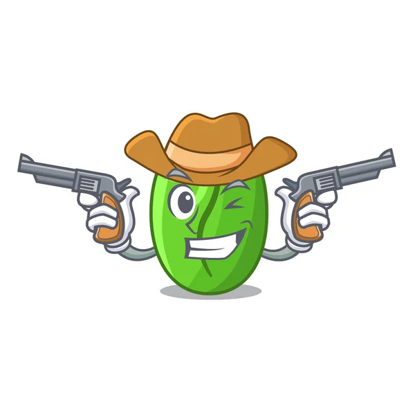 Cowboy Personaggio Chicchi Caffè Verde Nel Mercato Vettoriale Illustrazione — Vettoriale Stock