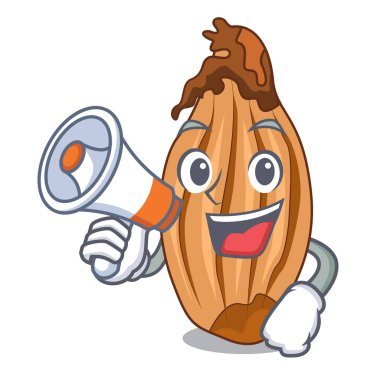 Megafon karikatür soğancık soğan ile masada