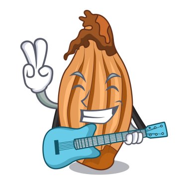 Gitar olgun soğancık bir maskot izole