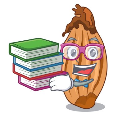 Öğrenci kitap soğancık bir cam kase karikatür ile