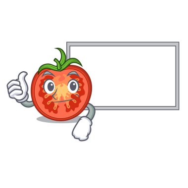 Başparmak yukarıya gıda dekor için yönetim kurulu karakter domates dilimleri ile