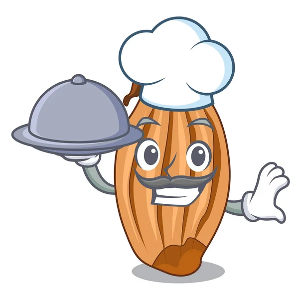 Chef con comida chalota madura aislada en una mascota — Vector de stock