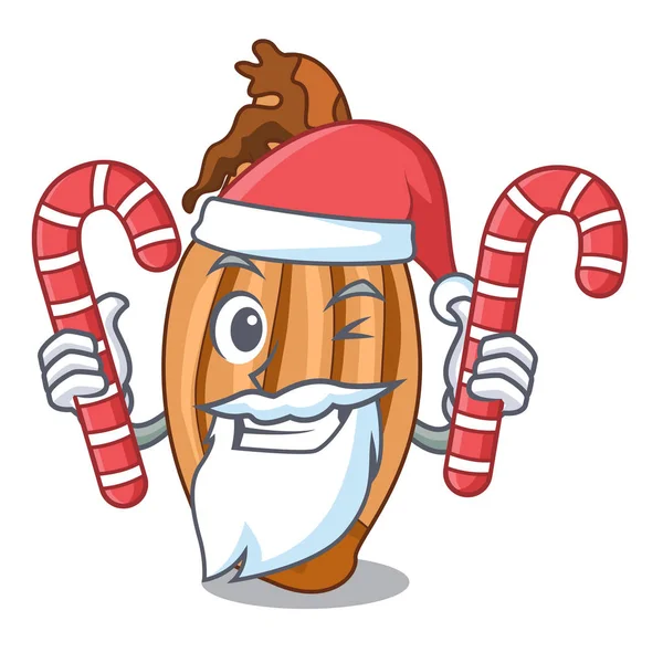 Santa ile şeker soğancık bir cam kase karikatür