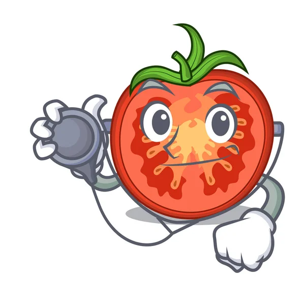 Lääkäri merkki tomaatti viipaleita elintarvikkeiden sisustus — vektorikuva