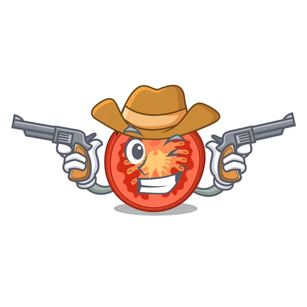 Carácter vaquero rodajas de tomate para la decoración de alimentos — Vector de stock