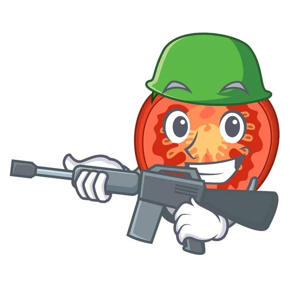 Ejército carácter rodajas de tomate para la decoración de alimentos — Vector de stock