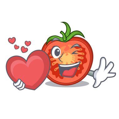 Kalp karikatür taze domates dilimleri ile yemek pişirmek için