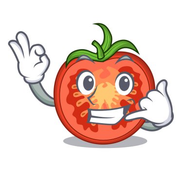 Bana kırmızı domates de maskot izole dilimleri