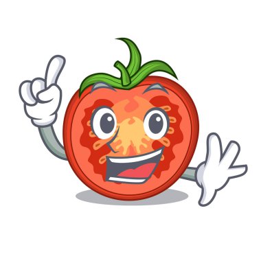 Maskot vektör illüstrasyon izole kırmızı parmak domates dilimleri