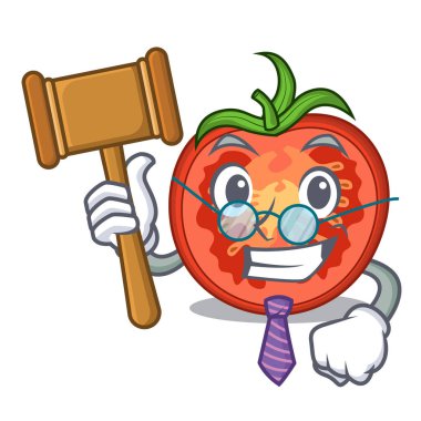 Maskot izole kırmızı domates dilimleri Yargıç