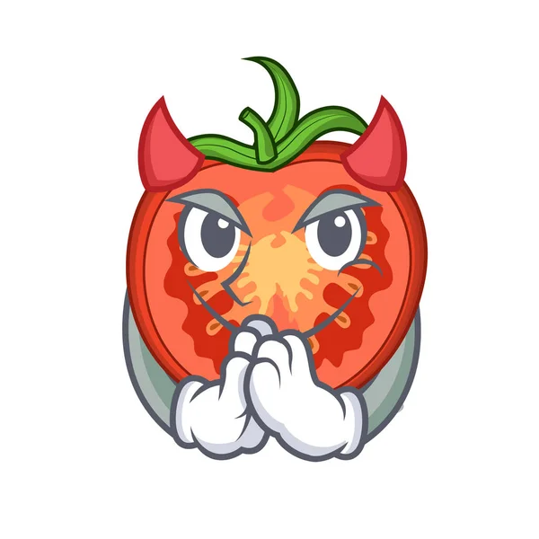 Diablo dibujos animados rodajas de tomate fresco para cocinar — Vector de stock