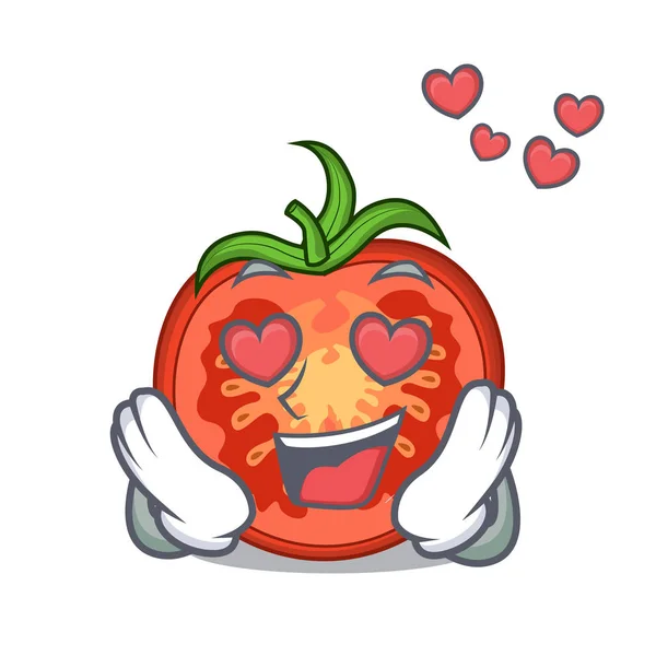 En amour bande dessinée tranches de tomates fraîches pour la cuisine — Image vectorielle