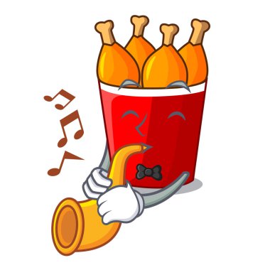 Trompet ile kızarmış tavuk büyük karikatür kova kutusunda