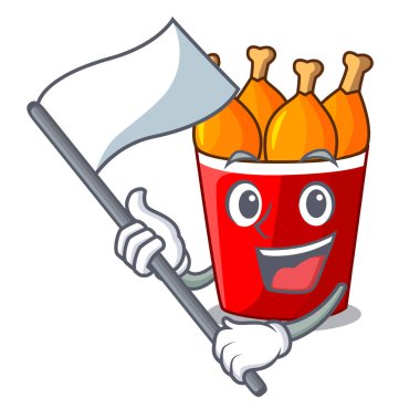 Bayrakla maskotu izole tavuk kova kızarmış