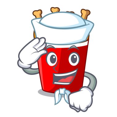 Kızarmış denizci karakter kova tavuk lokanta