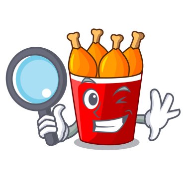 Dedektif kızarmış tavuk kırmızı kova karikatür