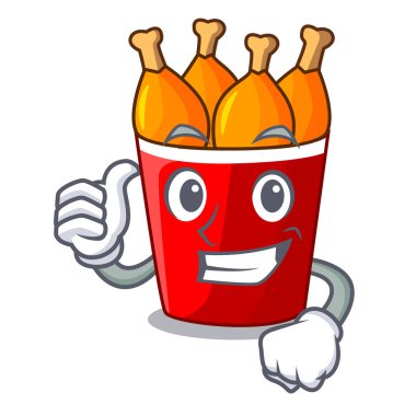 Kızarmış tavuk kırmızı kova karikatür yaşasın