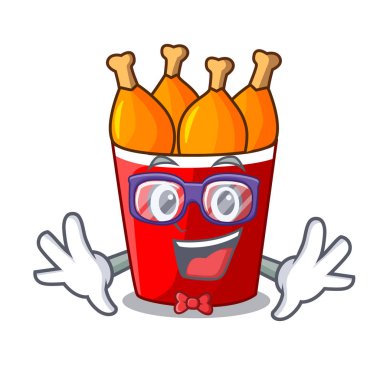 Geek kızarmış tavuk kırmızı kova karikatür