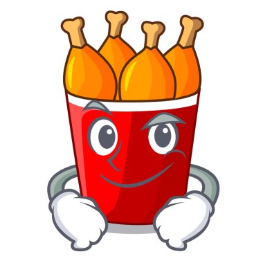 Kırmızı kova karikatür Smirking kızarmış tavuk