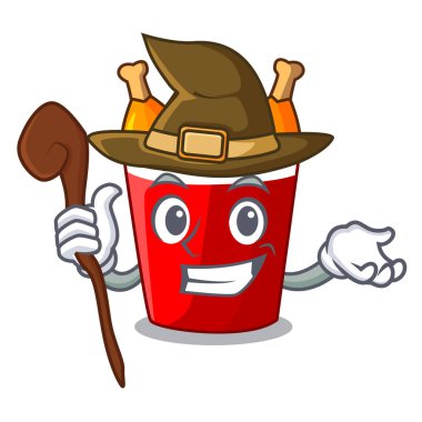 Cadı kızarmış tavuk büyük karikatür kova kutusunda