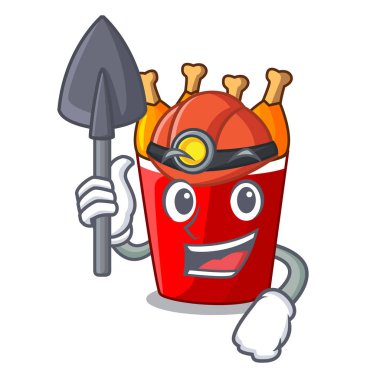 Madenci kızarmış tavuk büyük karikatür kova kutusunda