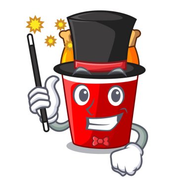 Sihirbaz kızarmış tavuk kova maskotu izole