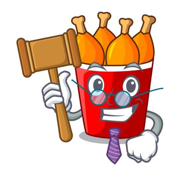 Yargıç kızarmış tavuk kova maskotu izole