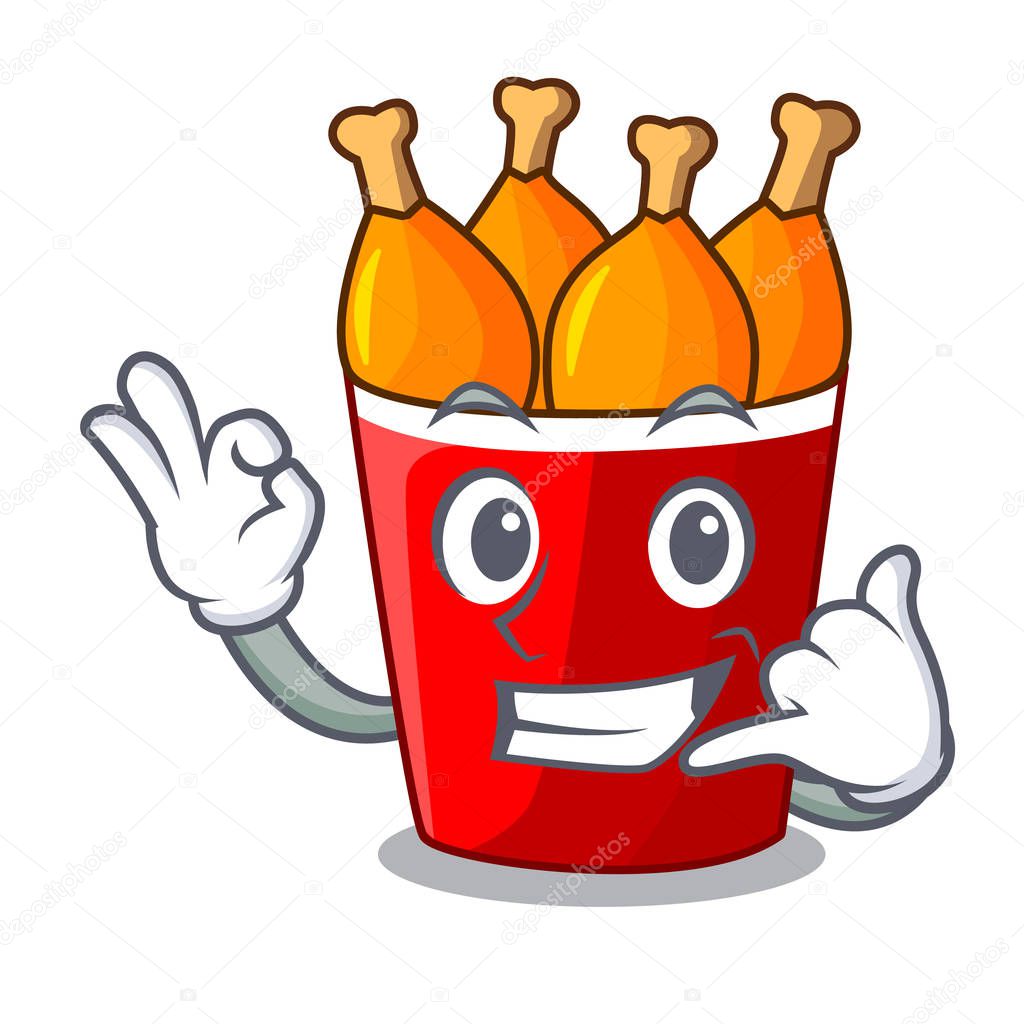 Call me fried chicken bucket isolated on mascot